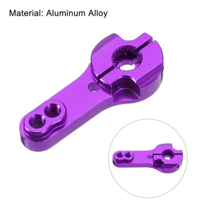 MECCANIXITY 4 Pcs Aluminum Alloy 25T Steering Servo Arm Horn for DIY RC Car/Boat/Airplane Boat Accessories, Black/Purple - color: Black/Purple