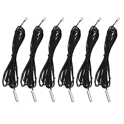 6pcs 10K Temperature Sensor Probe 1M NTC3950 Thermistor Stainless Steel Temp Sensor Probe Digital Temperature Transmitter Extension Cable