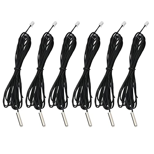 6pcs 10K Temperature Sensor Probe 1M NTC3950 Thermistor Stainless Steel Temp Sensor Probe Digital Temperature Transmitter Extension Cable
