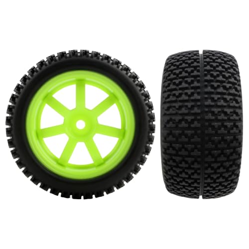 75mm/2.95" RC Rally Car Tires Rubber Tires Tyres & Plastic Wheel Rims 12mm Hex Compatible with Traxxas 4 Tec 2.0 Tamiya TT01 XV01 Kyosho WR8 Sakura WLtoys HPI Touring Racing Car (Green)