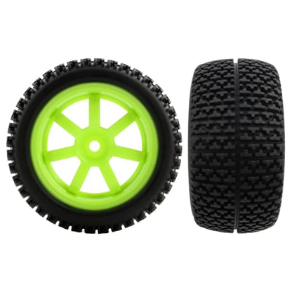 75mm/2.95" RC Rally Car Tires Rubber Tires Tyres & Plastic Wheel Rims 12mm Hex Compatible with Traxxas 4 Tec 2.0 Tamiya TT01 XV01 Kyosho WR8 Sakura WLtoys HPI Touring Racing Car (Green)