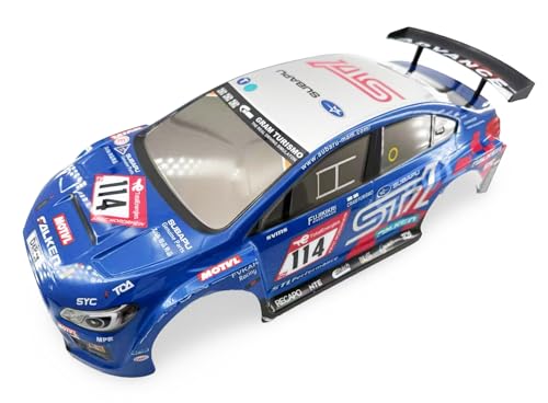 1/10 Scale RC Drift Racing Touring On Road Car Painted Body Shell, Spoiler Included, Pre-Cut, 258mm Wheelbase (Subaru STI Style) - color: Subaru Sti Style