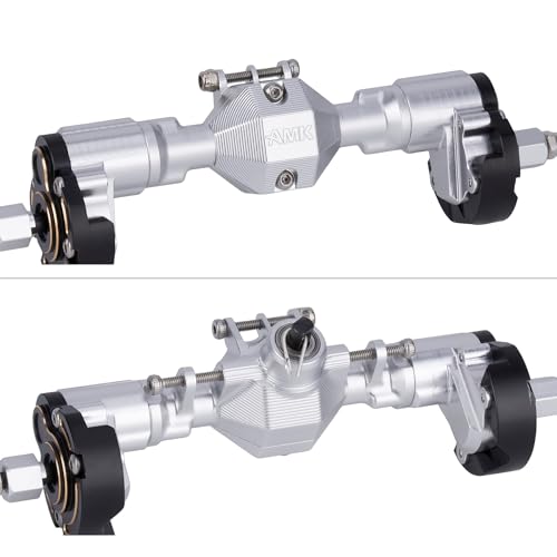 Ascent-18 Portal Axle Set for Redcat Ascent-18 Upgrade, CNC Aluminum Front & Rear Axles with Brass Portal Covers, Steel Gears, Servo Mount & Steering Links (Silvery) - color: Silvery