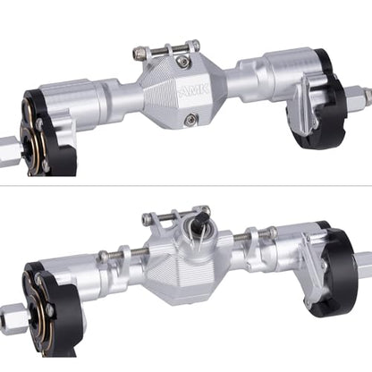 Ascent-18 Portal Axle Set for Redcat Ascent-18 Upgrade, CNC Aluminum Front & Rear Axles with Brass Portal Covers, Steel Gears, Servo Mount & Steering Links (Silvery) - color: Silvery