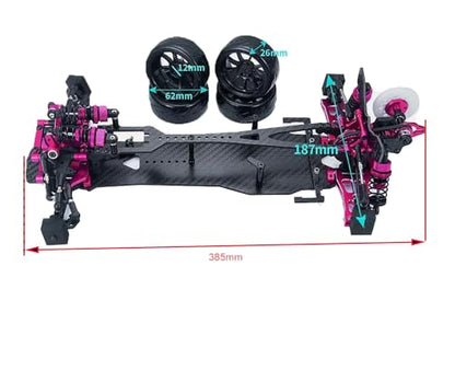 Alloy Carbon CF Chassis D5S Frame Kit Remodel Belt Drive Version 1/10 2Rear-Wheel Drift Car (Pink)