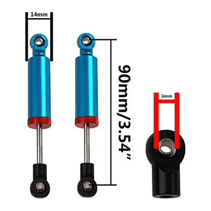 4Pcs RC Car Shocks Shock Absorber Internal Spring Shocks Damper Upgrade Parts Compatible with Axial SCX10 Traxxas TRX4 Redcat Tamiya 1/10 RC Crawler (Hole Distance:90mm, Blue) - color: Blue, size: Hole Distance:90mm