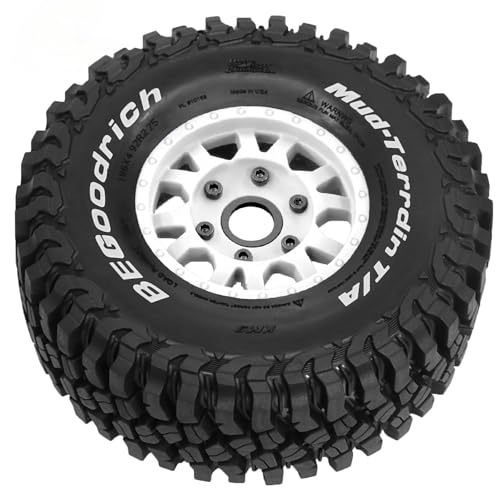 1/7 1/8 1/10 RC Short Course Truck Tires OD 4.96"And Wheels 12mm 14mm 17mm Hex For 1:10 1:8 1:7 Scale Off Road Truck Car ARRMA Mojave 4S 6S TRAXXAS Slash 2WD FS FSR Axial Losi Rc4wd (White) - color: White