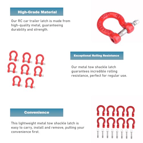 8PCS Metal Tow Shackle Assist Lock Catch for RC Climbing Crawler Car Axial SCX10 CC01 D90 D110 TF2 Heavy Duty Recovery Gear Off Road Vehicle Accessories