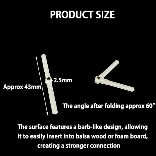 10PCS RC Airplane Plastic Pin Hinge for RC Plane Helicopter Aircraft DIY Model Plane Fix Wing Parts (2.5x43mm/4.5x67mm) - style: 2.5x43mm/4.5x67mm