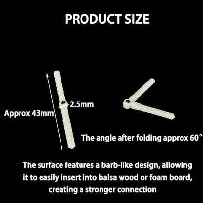 10PCS RC Airplane Plastic Pin Hinge for RC Plane Helicopter Aircraft DIY Model Plane Fix Wing Parts (2.5x43mm/4.5x67mm) - style: 2.5x43mm/4.5x67mm