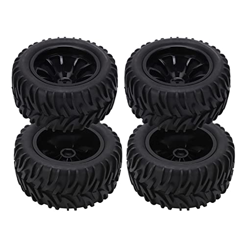 Generic 4PCS RC Plastic Wheel Rim Rubber Tires with 10 Spoke Set, for Truck 1/8 1/10 Remote Control Car