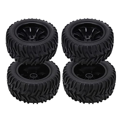Generic 4PCS RC Plastic Wheel Rim Rubber Tires with 10 Spoke Set, for Truck 1/8 1/10 Remote Control Car