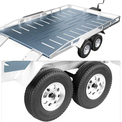 RC Trailer for 1/8 1/10 RC Crawler TRX4 TRX6 Redca t Scout II Gen8 Tamiya Scx10 II D90 Wraith,Aluminum RC Heavy Duty Truck and RC Rock Cars Trailer with RC Trailer Hook Coupler,Titanium - color: (Aluminum Rc Trailer) - Titanium