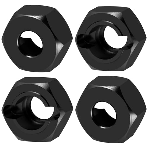 QUE-T Aluminium Wheel Hex Hub Adapter Upgrade for 1/18 HPI Venture HILUX RC Crawler Car (Black) - color: Black
