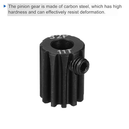 MECCANIXITY 2 Pcs RC 32P Hardened Pinion Gear 5mm Shaft, 11T Motor Gears Carbon Steel for 1/10 RC Model Car Boat Drone - style: 11T