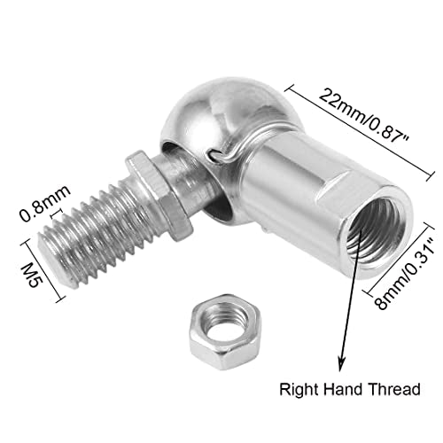 Ball Head Joint Rod End Bearing, 4pcs M5 Right Thread Ball Socket Universal Joints Carbon Steel Angle Ball Joint Fitting for Automotive, Hinged Door, Cupboard - size: M5, style: Right Thread