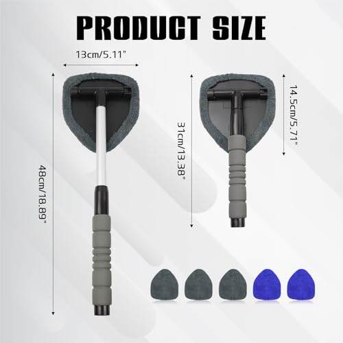 wuyaoyao 14PCS Car Windshield Cleaning Tool, Car Glass Wiper Kit with Window Cleaner, Microfiber Pads, Spray Bottle, Extendable Handle, Interior Detailing Dust Brush, Car Cleaning Supplie (Blue+Gray) - color: Blue+Gray
