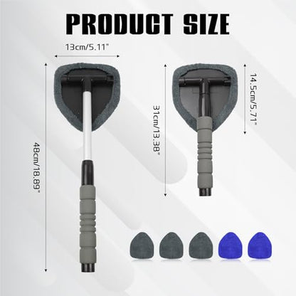 wuyaoyao 14PCS Car Windshield Cleaning Tool, Car Glass Wiper Kit with Window Cleaner, Microfiber Pads, Spray Bottle, Extendable Handle, Interior Detailing Dust Brush, Car Cleaning Supplie (Blue+Gray) - color: Blue+Gray