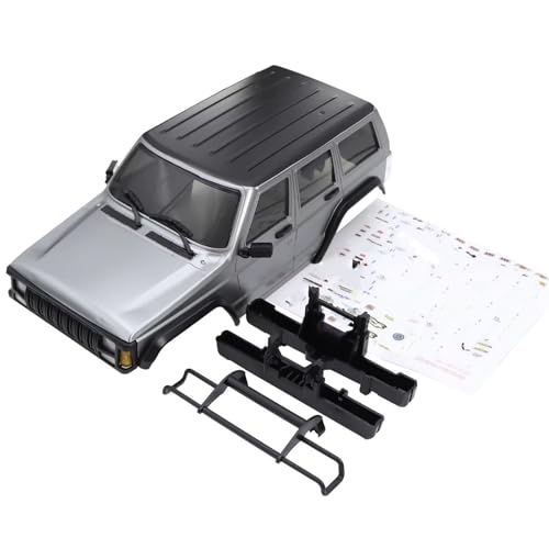 RC Cars Models Compatible with TRX4-M for Bronco for Defender for Cherokee Wheelbase Hardtop Body Shell Kit with Front Rear Bumpers 1/18 RC Crawler(Gray) - color: Gray