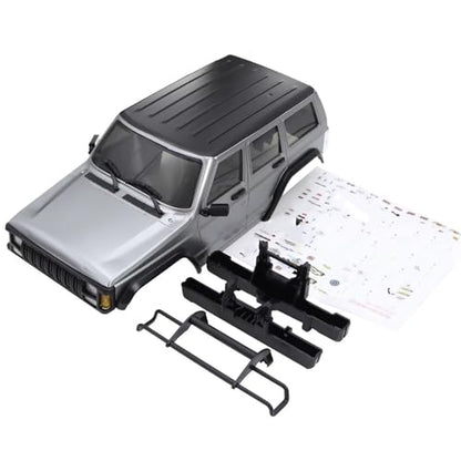 RC Cars Models Compatible with TRX4-M for Bronco for Defender for Cherokee Wheelbase Hardtop Body Shell Kit with Front Rear Bumpers 1/18 RC Crawler(Gray) - color: Gray
