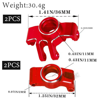 Upgrades Parts for 1/18 Granite Grom Mega 380 Brushed 4x4 Monster Truck RTR,Aluminum Front Steering Block Knuckles & C-Hubs Caster Blocks & Rear Hubs Hops Up,4PCS Red - color: Red(4pcs)