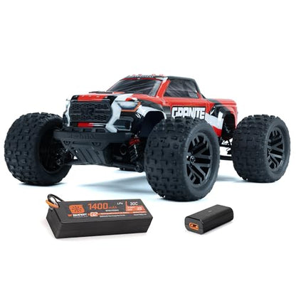 ARRMA RC Truck 1/18 Granite GROM MEGA 380 Brushed 4X4 Monster Truck RTR with Battery & Charger, Red, ARA2102T2 - color: Red