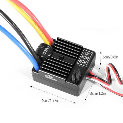 60A Brushed ESC 2-3S Electronic Speed Controller Waterproof ESC for 370 380 540 550 Brushed Motor 1/10 Remote Control Car Truck (Black) - color: Black