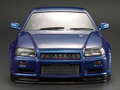 Killerbody 1/10 RC Painted Skyline GTR BNR34 195mm Touring Drift Car Body (Metallic-Blue) - color: Metallic-blue