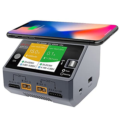 HOTA D6 Dual Port Rc Hobby Battery Charger Support AC DC 6.5-30V Input, 650W 15A without Power Supply Unit