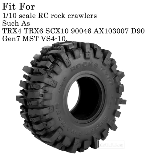 1.9 Inch RC Crawler Tires Skins Soft Rubber Off-Road Tyres for 1/10 TRX4 TRX6 SCX10 90046 AX103007 D90 Gen7 MST VS4-10,RCHuiWow High Grip Mud Terrain Tyres,StyleB - style: StyleB(4pcs)