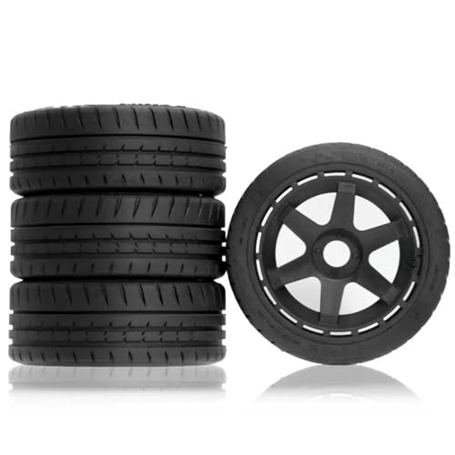 110mm OD 1/8 1/7 RC On Road Tires & Wheels 6-Spoke Rally Racing Wheels 17mm Hex for 1:8 1:7 Street Touring Drift Truck Car ARRMA Losi Kyosho VRX GT2 W10 Felony 6S BLX HPI WR8 4PCS (Black) - color: Black