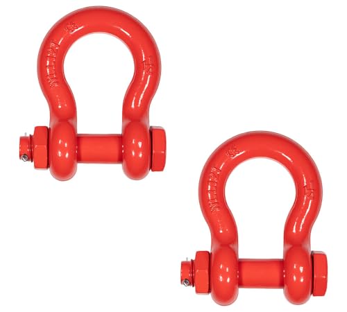 Mytee Products 2 Pack 1-1/4" Anchor Shackle Forged Carbon Steel w/Safety Screw Pin Load Limit 24,000 lbs, Double Rust Protection Heavy Duty D Ring Bolt Type Shackle for Towing, Rigging - color: 2 - Pack, size: 1-1/4" (12 Ton WLL), style: Bolt Type Threade