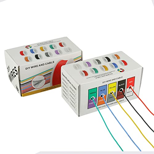 BOJACK 20 AWG Flexible Silicone Wire Electric Wire Hook up Wire Kit 300V Cables with Plus 20 φ3mm Heat Shrink Tubings and a Mini Wire Stripper(5 Colors 19.69Ft Each Color, 20AWG) - size: 20 AWG Silikondraht
