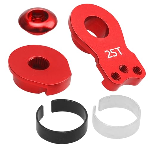 2Pcs Vgoohobby Aluminum RC 25T Servo Saver Adjustable Hi-Torque Servo Saver Compatible with Futaba Tamiya Servos 1/10 Traxxas TRX4 TRX6 SCX10 Capra RC Car (Red) - color: Red