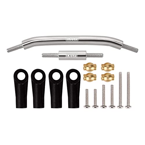 INJORA Steel Steering Link with Plastic Rod Ends for 1/24 SCX24（Silver） - color: Silver