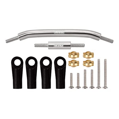 INJORA Steel Steering Link with Plastic Rod Ends for 1/24 SCX24（Silver） - color: Silver