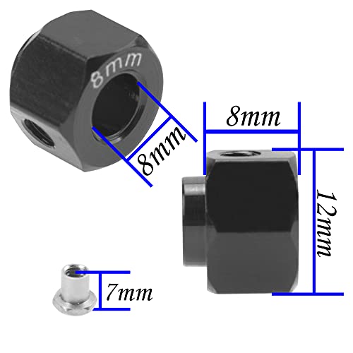 ShareGoo Aluminum RC 12mm Hex Extended Wheel Hex Hub Extension 8mm Offset Spacers Compatible with Traxxas TRX4 TRX6 1/10 RC Crawler (8mm, Black) - color: Black, size: 8mm