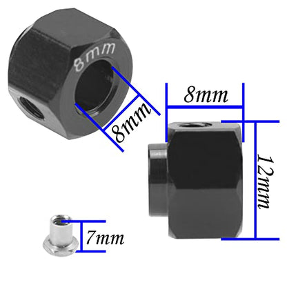 ShareGoo Aluminum RC 12mm Hex Extended Wheel Hex Hub Extension 8mm Offset Spacers Compatible with Traxxas TRX4 TRX6 1/10 RC Crawler (8mm, Black) - color: Black, size: 8mm