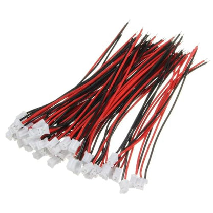 50PCS 25 Sets Mini Micro JST-PH 2.0mm 2 Pin Male Connector with 100mm Silicone Wire Cables and Female Socket JST PH 2.0 Connector Kit 22AWG - 10CM