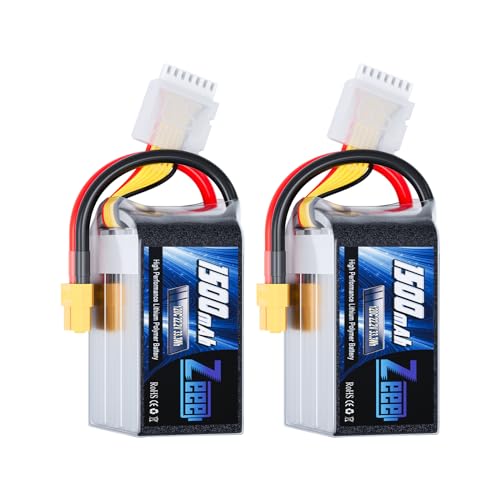 Zeee 6S 1500mAh Lipo Battery 22.2V 120C with XT60 Plug (2 Pack) | RC Battery for FPV Drone Quadcopter Helicopter Airplane RC Boat Car Racing Models