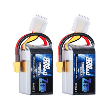 Zeee 6S 1500mAh Lipo Battery 22.2V 120C with XT60 Plug (2 Pack) | RC Battery for FPV Drone Quadcopter Helicopter Airplane RC Boat Car Racing Models