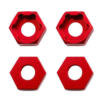 4Pcs 5mm to 7mm RC Wheel Hex Adapter, Aluminum Hex Hub Converter for 1/10 & 1/24 RC Crawler, CNC Machined Wheel Hub Adapter (Red) - color: Red