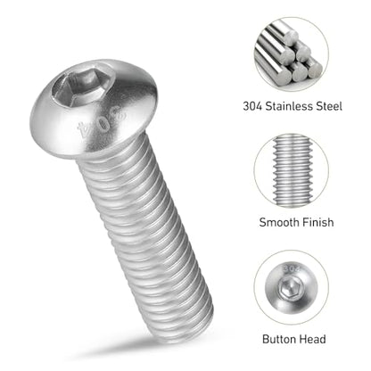 695PCS M3 Bolt Assortment Kit, Hex Socket Button Head Screws Nuts Bolts Washer Assortment Kit 304 Stainless Steel M3 x 6/8/10/12/16/20/25/30mm - size: M3 695PCS Button SS