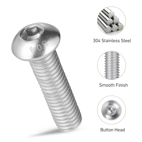 520PCS M4 Bolt Assortment Kit, Hex Socket Button Head Screws Nuts Bolts Washer Assortment Kit 304 Stainless Steel M4 x 6/8/10/12/16/20/25mm - size: M4 520PCS Button SS
