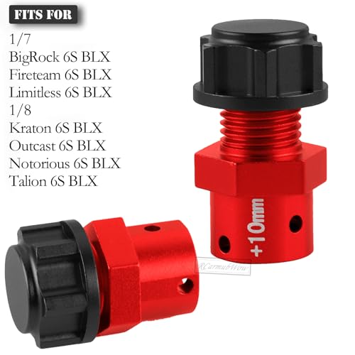 RC 10MM Extended Wheel Hub Drive w/Anti-dust Cap Nuts Upgrades Part for 1/7 BigRock Fireteam Limitless 6S,1/8 Kraton Outcast Notorious Talion 6S,Alloy Aluminium Wheel Hub,Red w/Black - color: Red&black