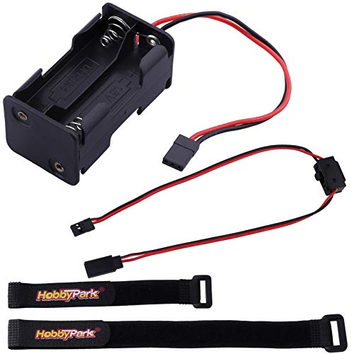 Hobbypark 4 Cell AA Battery Holder Case Box with JR Style Connector and On/Off Power Switch for 1/8 1/10 1/16 RC Cars Trucks Crawlers Off Road Buggy