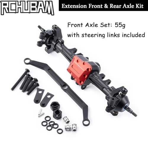 RCHUBAM Front & Rear Axle with Steering Link for TRX4M 1/18 RC Upgrade Part (Extended Axles Set) | Aluminum,Complete Portal Axle Set,CNC Machined - style: Extended Axles Set