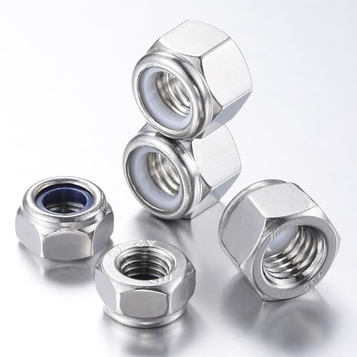 Wensilon(50pcs) M8 Self Clinching Nuts 304 Stainless Steel Self-Lock Nylon Inserted Hex Lock Nuts - size: M8