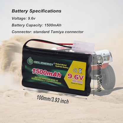 9.6V 1500mAH Ni-MH Battery Pack Replacement for RC Car, Robots and OTC Genisys 239180 & EVO Scanner +USB Charger (1 Pack)