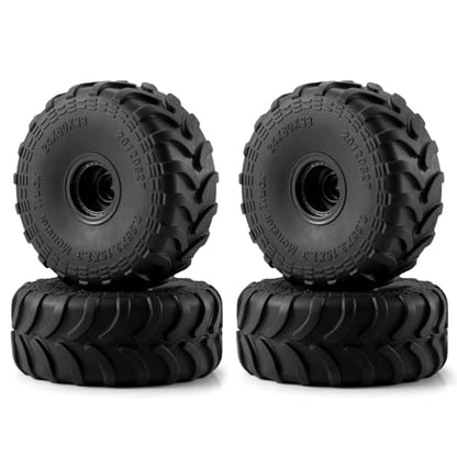 4Pcs Plastic Wheels Rims Hub and Soft Rubber Tires 80mm | Upgrade Parts, For Axial 1/24 SCX24 1/18 Tra-xxas TRX4-MT, RC Crawler Car